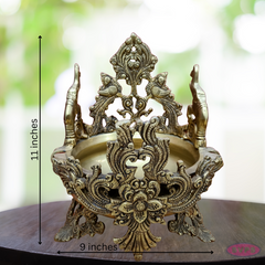 Brass Antique Indian Elephant Peacock Urli For Decor