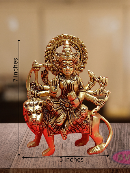 Brass Durgai Amman Idol On Lion
