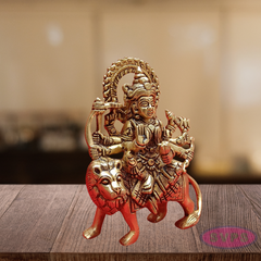 Brass Durgai Amman Idol On Lion