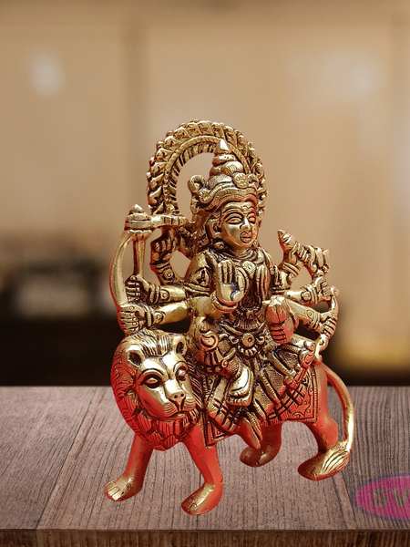 Brass Durgai Amman Idol On Lion