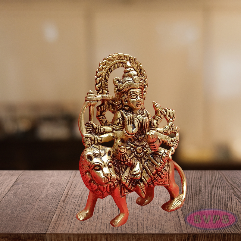Brass Durgai Amman Idol On Lion