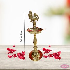 Brass Five Face Peacock Lamp- 14 Inch- 1 lamp