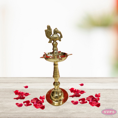 Brass Five Face Peacock Lamp- 14 Inch- 1 lamp
