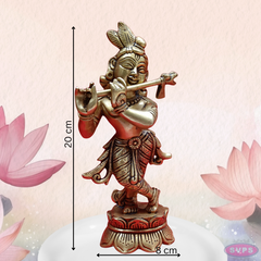 Brass Flute Krishna Standing On Lotus