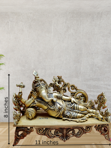 Brass Ganesha Relaxing On Sofa / Home Altar/ Decor Piece