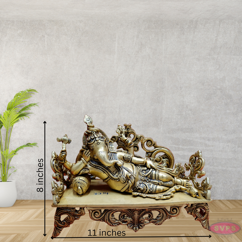 Brass Ganesha Relaxing On Sofa / Home Altar/ Decor Piece