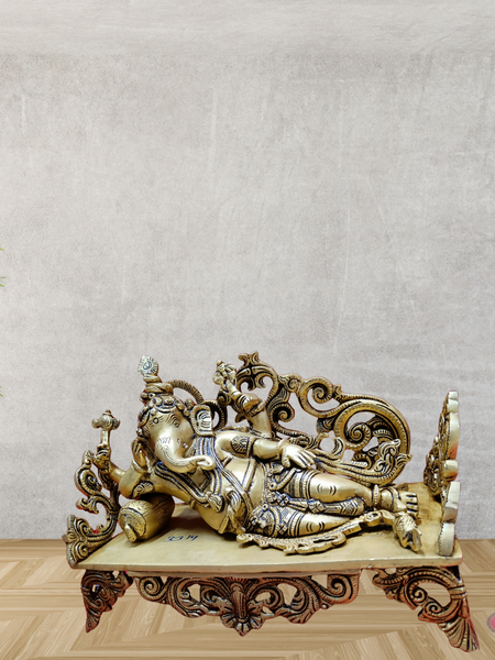 Brass Ganesha Relaxing On Sofa / Home Altar/ Decor Piece