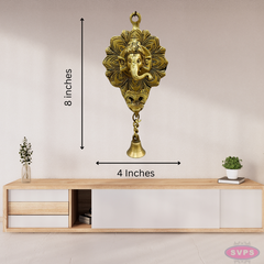 Brass Ganesha Wall Hanging With Bell For Wall Decor