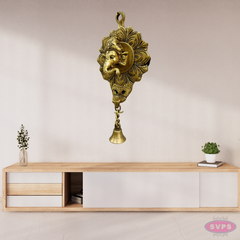 Brass Ganesha Wall Hanging With Bell For Wall Decor
