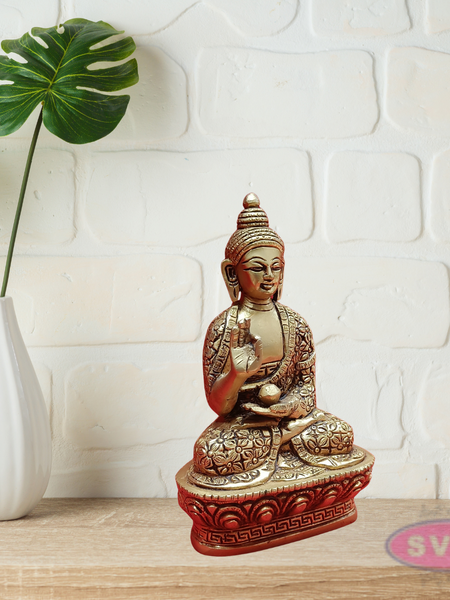 Brass Gautam Buddha On Lotus