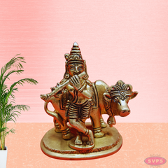 Brass Gopala Krishna With Cow