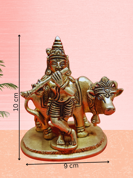 Brass Gopala Krishna With Cow