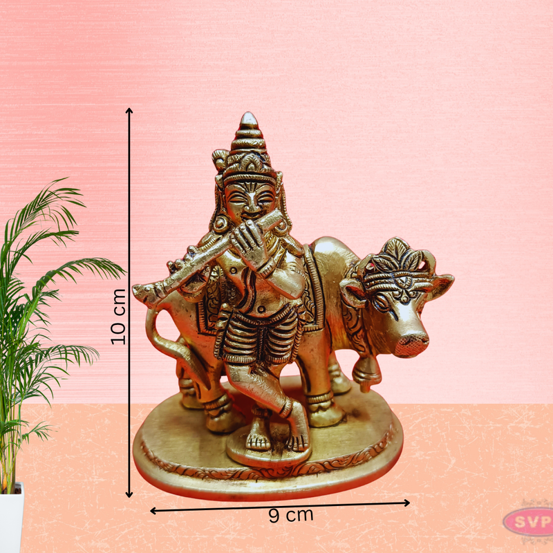 Brass Gopala Krishna With Cow