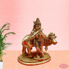 Brass Gopala Krishna With Cow