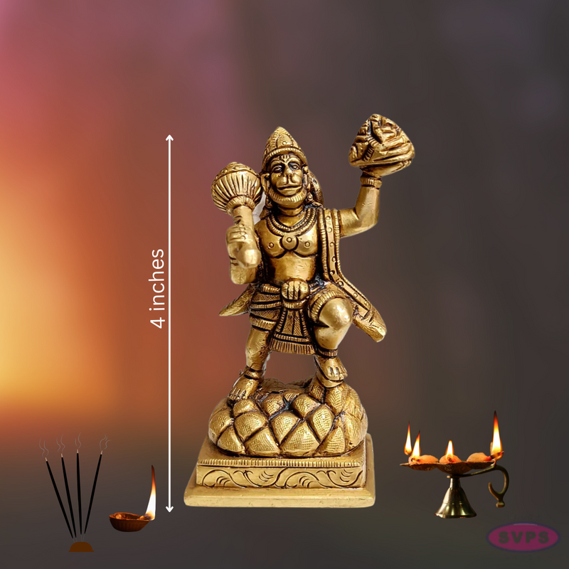 Brass Hanuman Carrying Sanjeevi Mountain