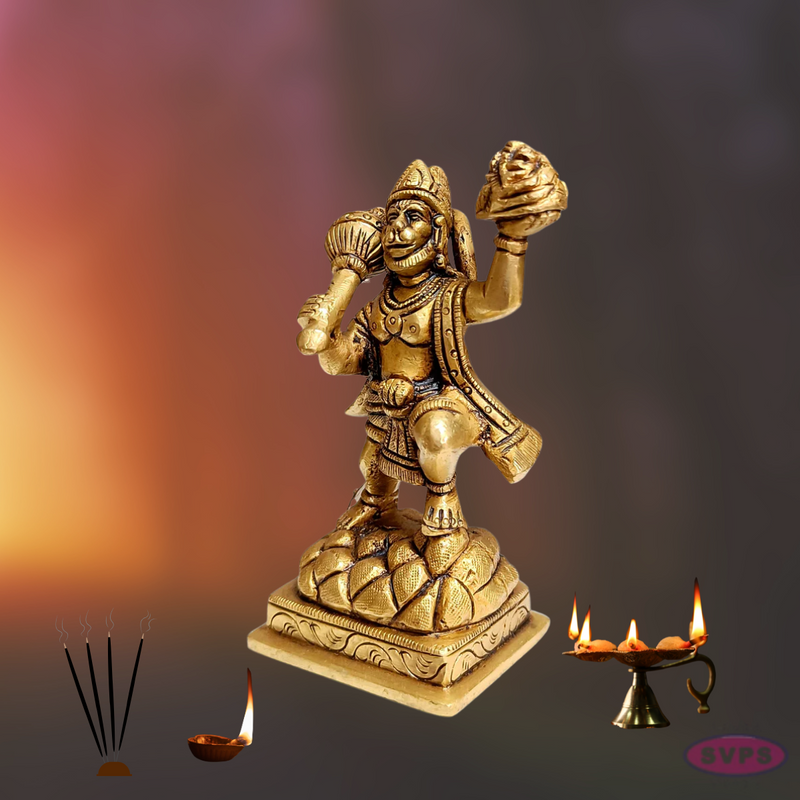 Brass Hanuman Carrying Sanjeevi Mountain