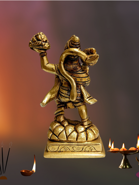Brass Hanuman Carrying Sanjeevi Mountain