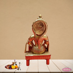 Brass Hanuman Seated On Chowki With  Gada /Mace