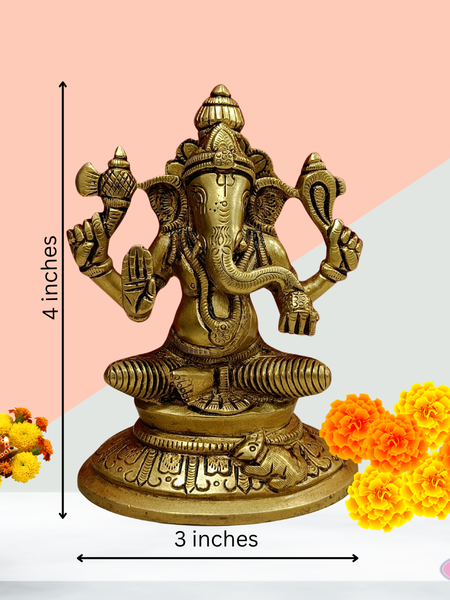 Brass Idampuri Ganesha Small Size