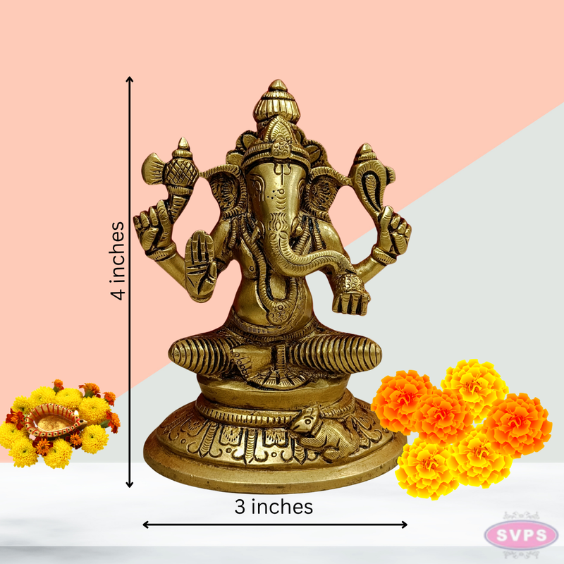 Brass Idampuri Ganesha Small Size