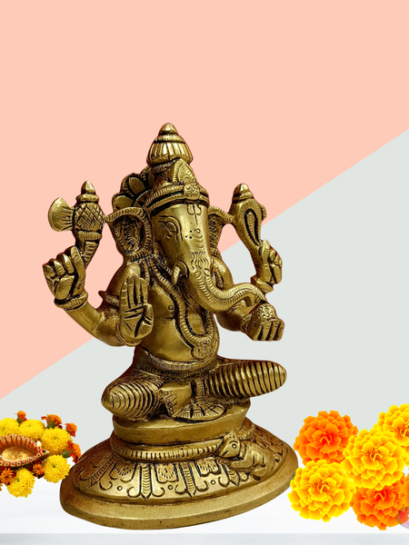 Brass Idampuri Ganesha Small Size