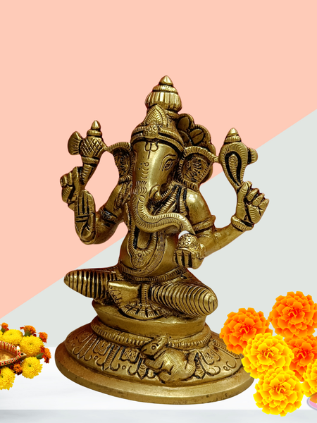 Brass Idampuri Ganesha Small Size