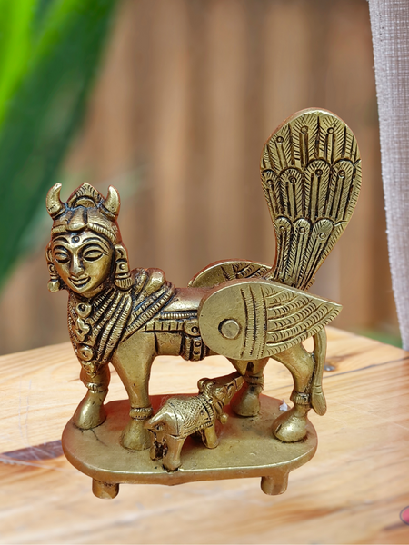 Brass Kamadhenu Idol For Health And Wealth At Home Small Size