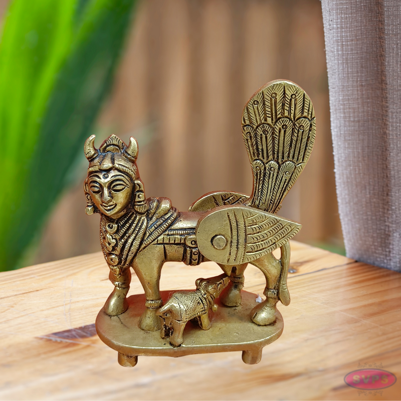 Brass Kamadhenu Idol For Health And Wealth At Home Small Size