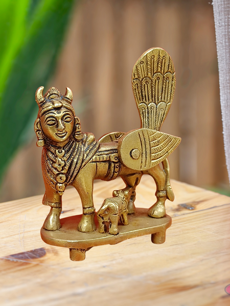 Brass Kamadhenu Idol For Health And Wealth At Home Small Size