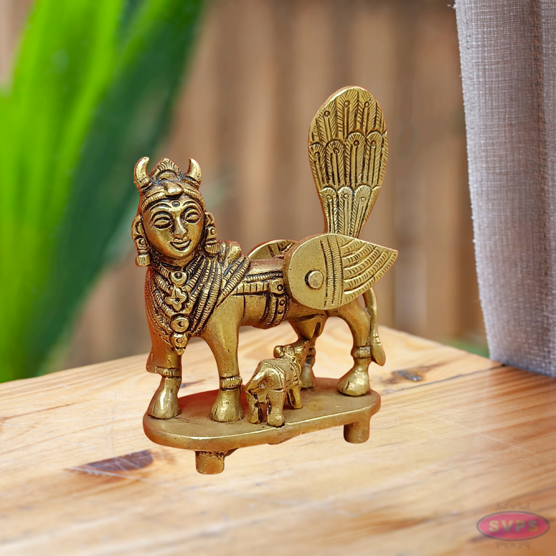 Brass Kamadhenu Idol For Health And Wealth At Home Small Size