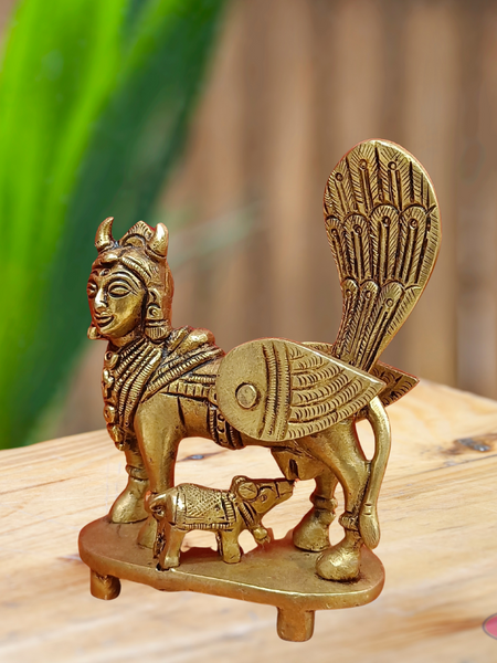 Brass Kamadhenu Idol For Health And Wealth At Home Small Size