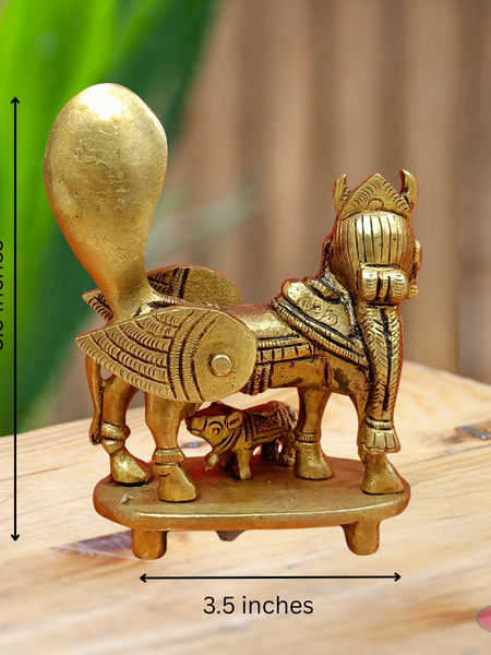 Brass Kamadhenu Idol For Health And Wealth At Home Small Size