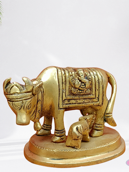 Brass Kamadhenu With Ganesha