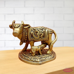 Brass Kamadhenu With Swastik For Puja