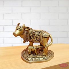 Brass Kamadhenu With Swastik For Puja