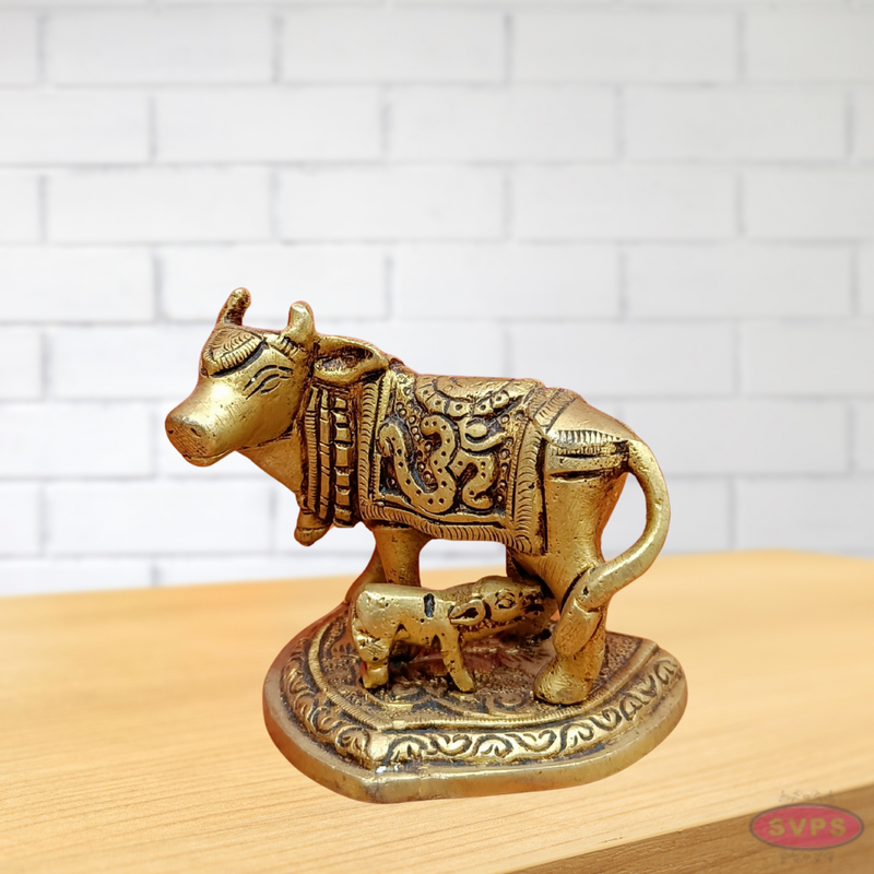 Brass Kamadhenu With Swastik For Puja