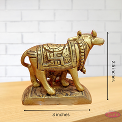 Brass Kamadhenu With Swastik For Puja