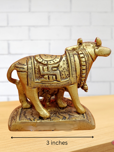 Brass Kamadhenu With Swastik For Puja
