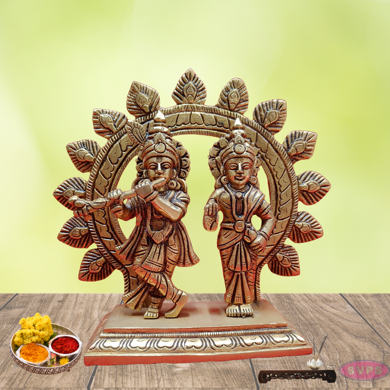 Brass Krishna With Radhai Arch / Home Altar