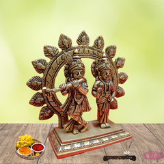 Brass Krishna With Radhai Arch / Home Altar