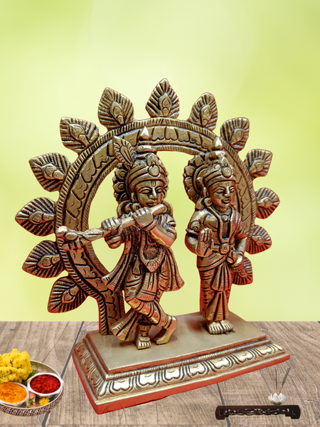 Brass Krishna With Radhai Arch / Home Altar