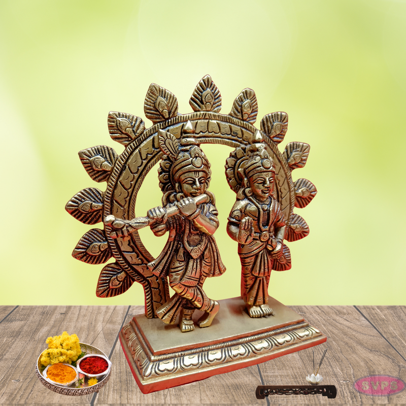 Brass Krishna With Radhai Arch / Home Altar
