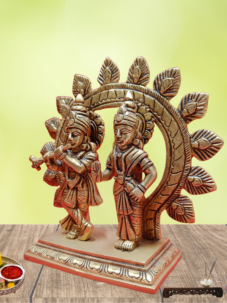 Brass Krishna With Radhai Arch / Home Altar