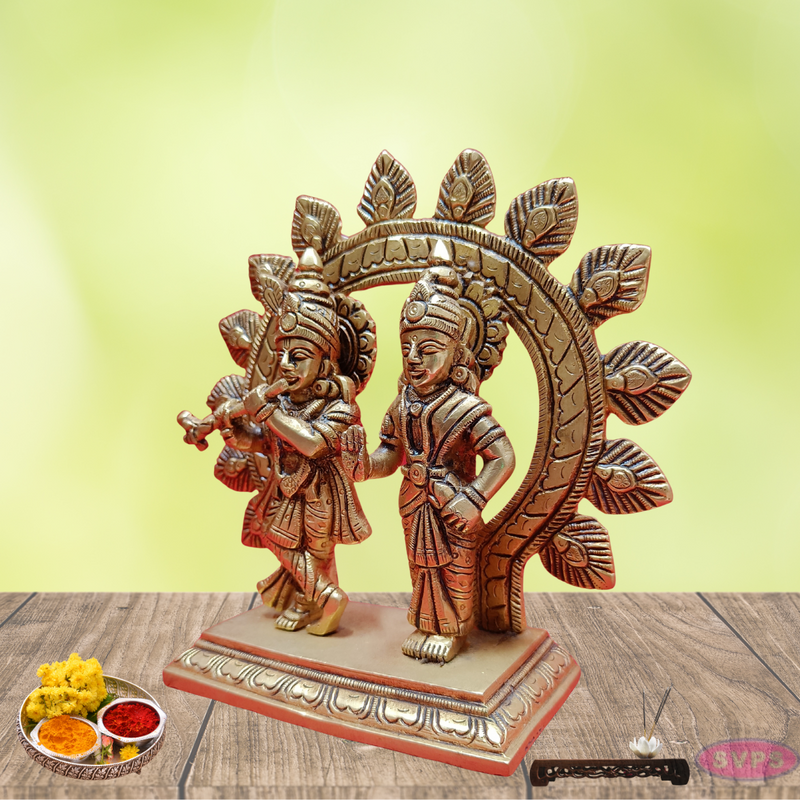 Brass Krishna With Radhai Arch / Home Altar