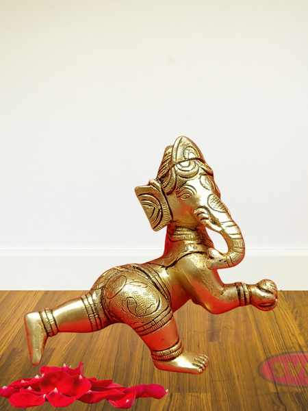 Brass Laddu Ganesha Playing