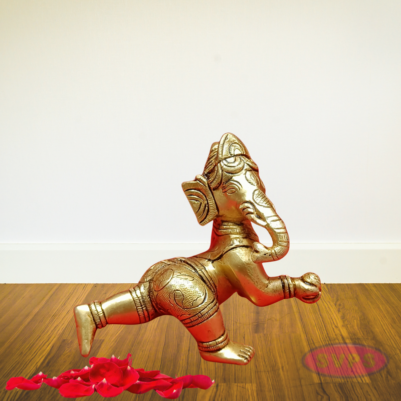 Brass Laddu Ganesha Playing