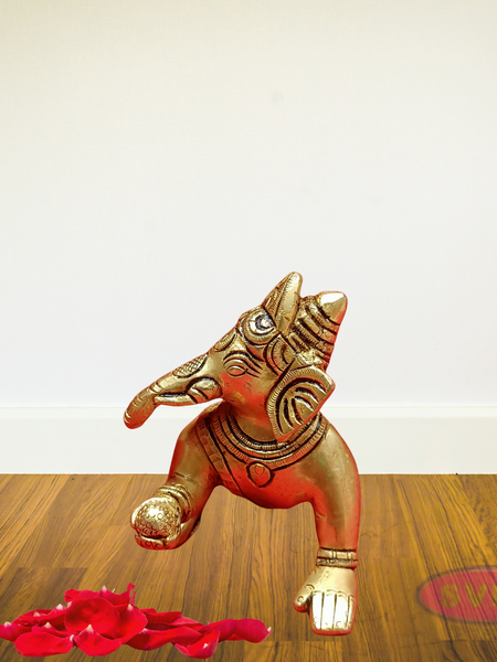 Brass Laddu Ganesha Playing