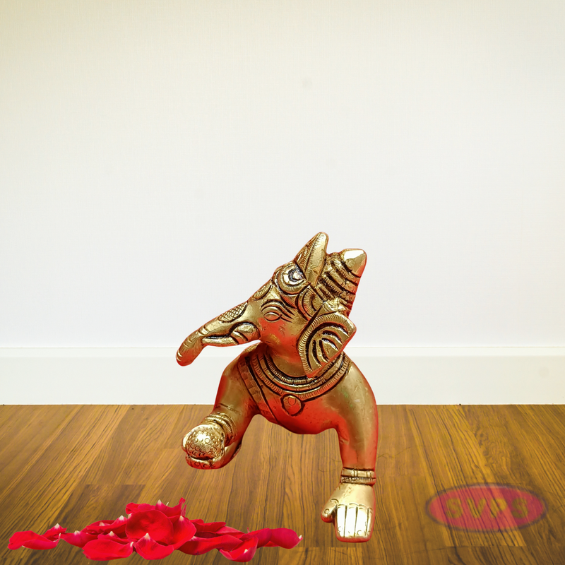 Brass Laddu Ganesha Playing
