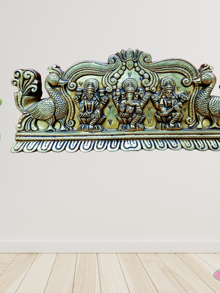 Brass Lakshmi Ganesha Saraswathi Wall Hanging