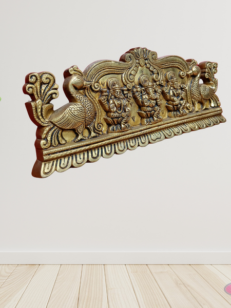 Brass Lakshmi Ganesha Saraswathi Wall Hanging
